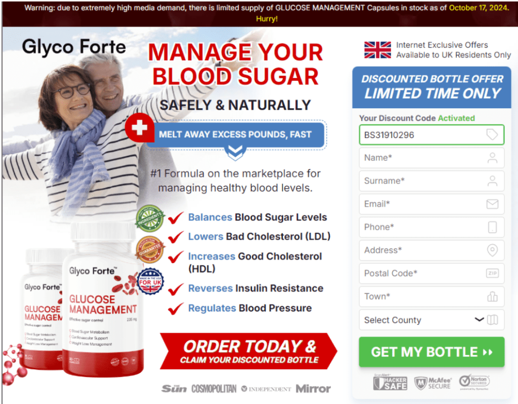 Glyco Forte Dragons Den UK (Glucose Management)