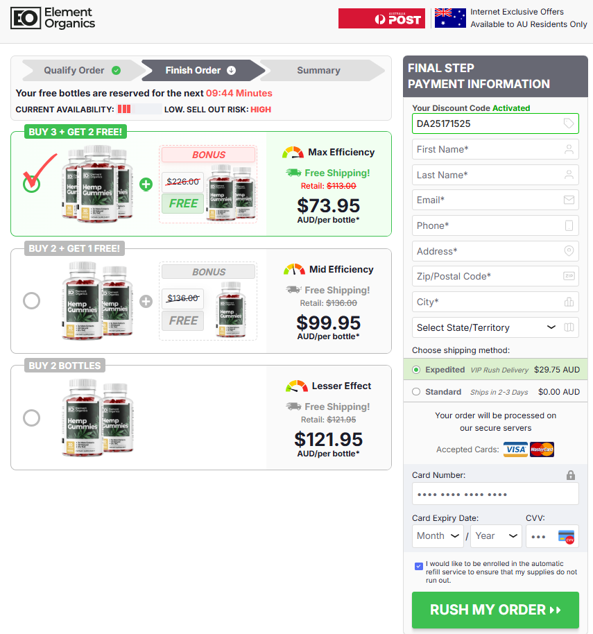 Element Organics Hemp Gummies Australia price