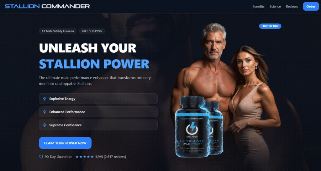 "Close-up of Stallion Commander capsules spilled from bottle"