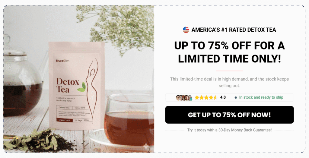 Australian woman relaxing at home while drinking NuraSlim Detox Tea and feeling lighter