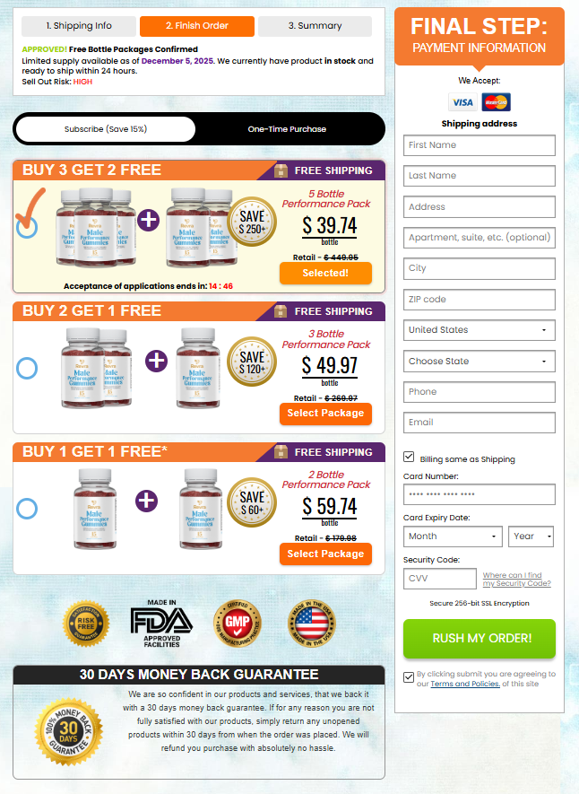 Revra Male Performance Gummies bundle pace with 3 choices