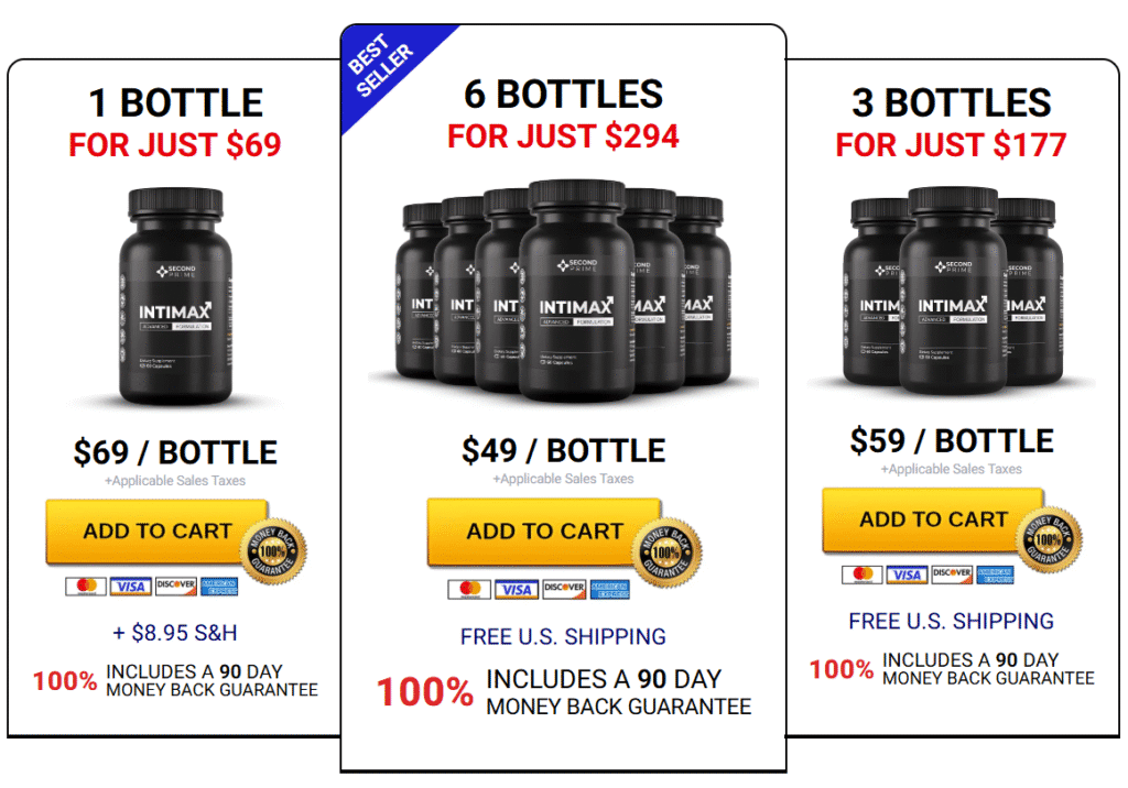 Second Prime Intimax male enhancement bundle pricing options