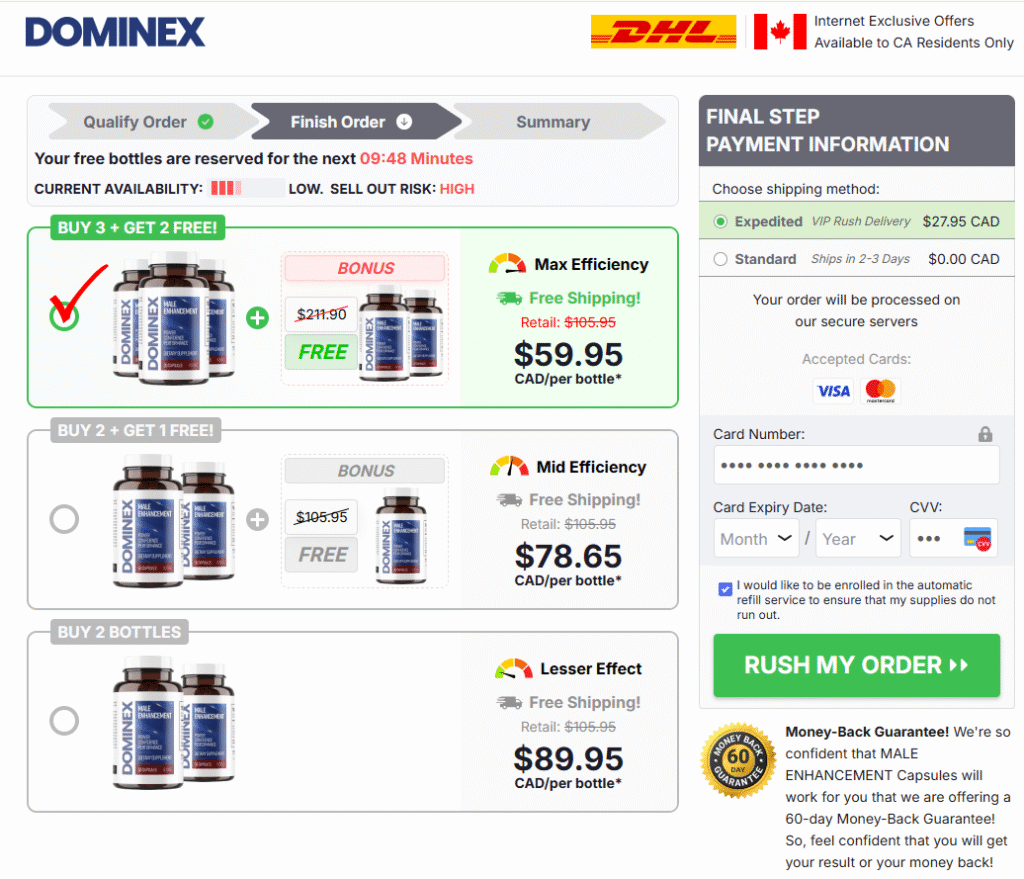 Dominex Male Enhancement Capsules CANADA bundle price