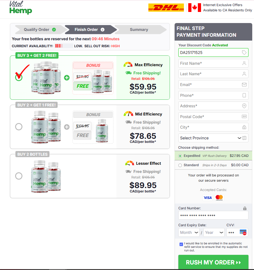 Vital Hemp Gummies CA bundle price