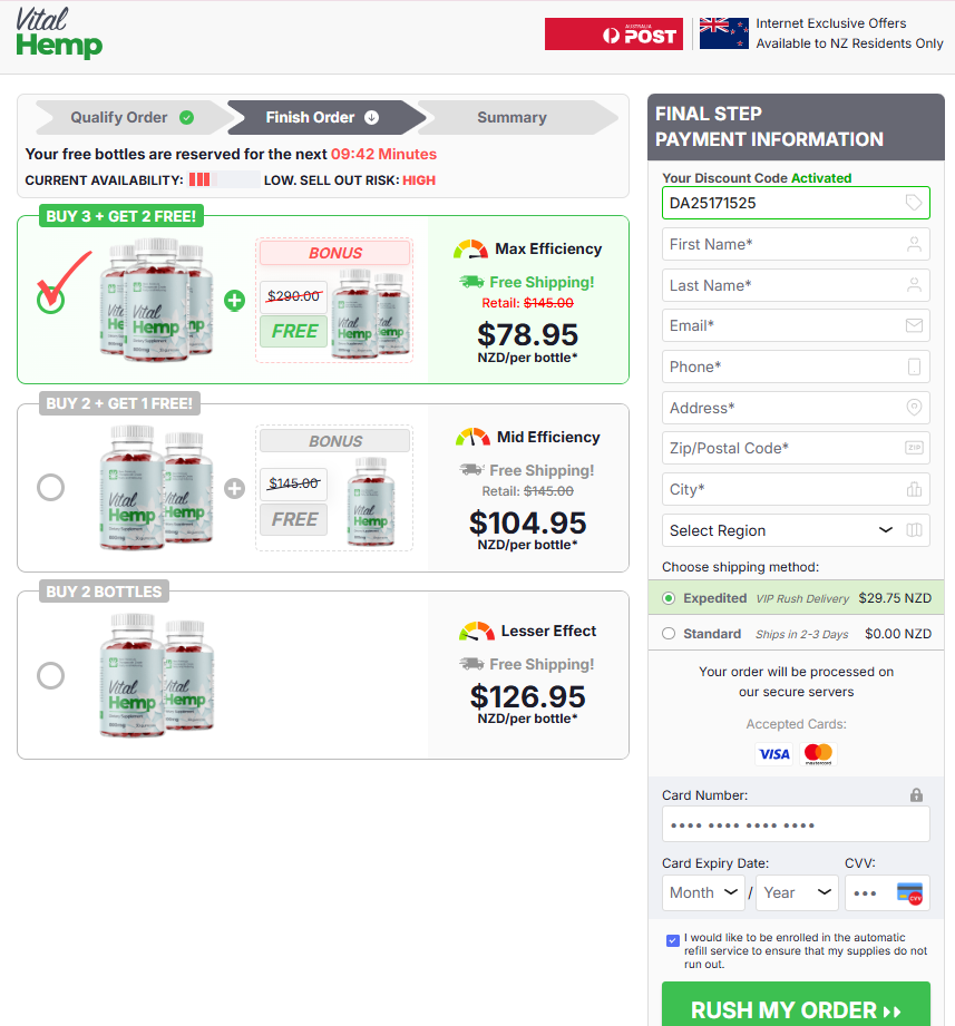 Vital Hemp Gummies NZ price