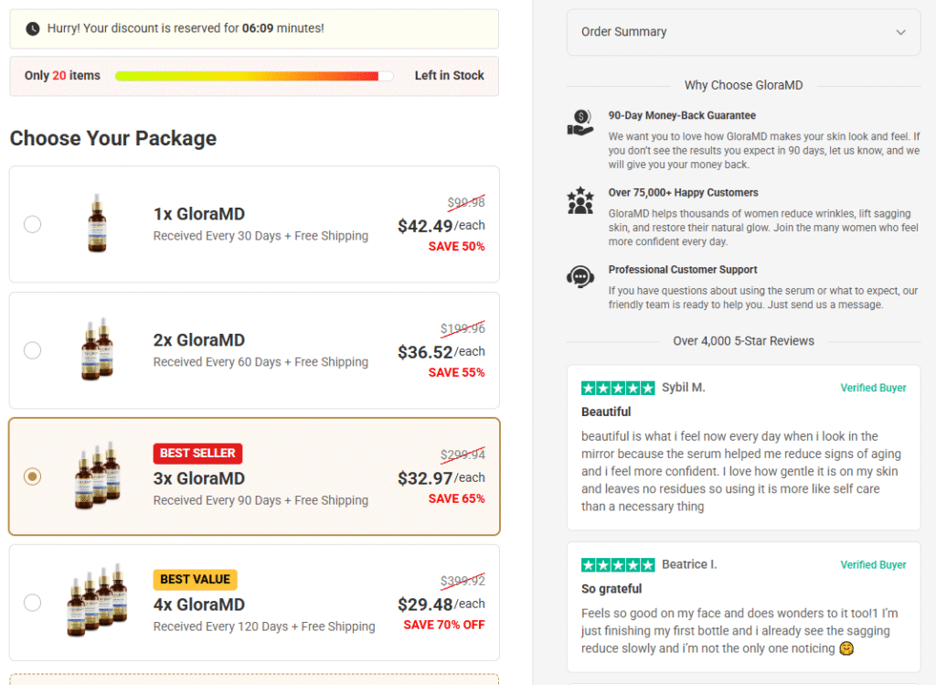 GloraMD Face Lift Serum bundle price