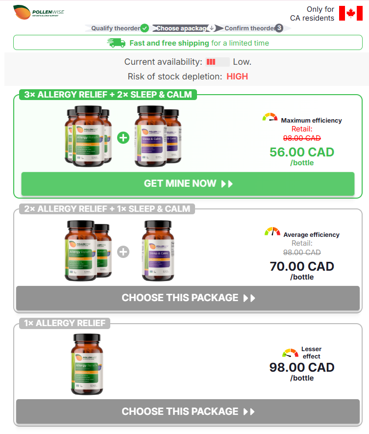POLLENWISE Allergy Relief Canada bundle price