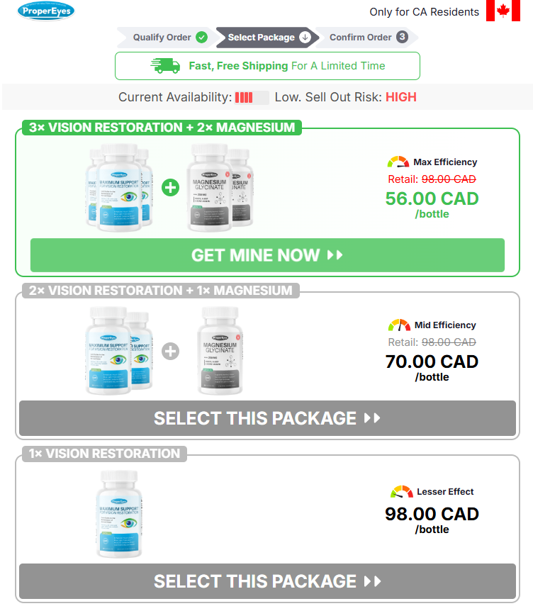 ProperEyes Vision Restoration bundle price in CANADA