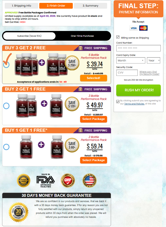 LuxOvia Male Enhancement Gummies Canada bundle price