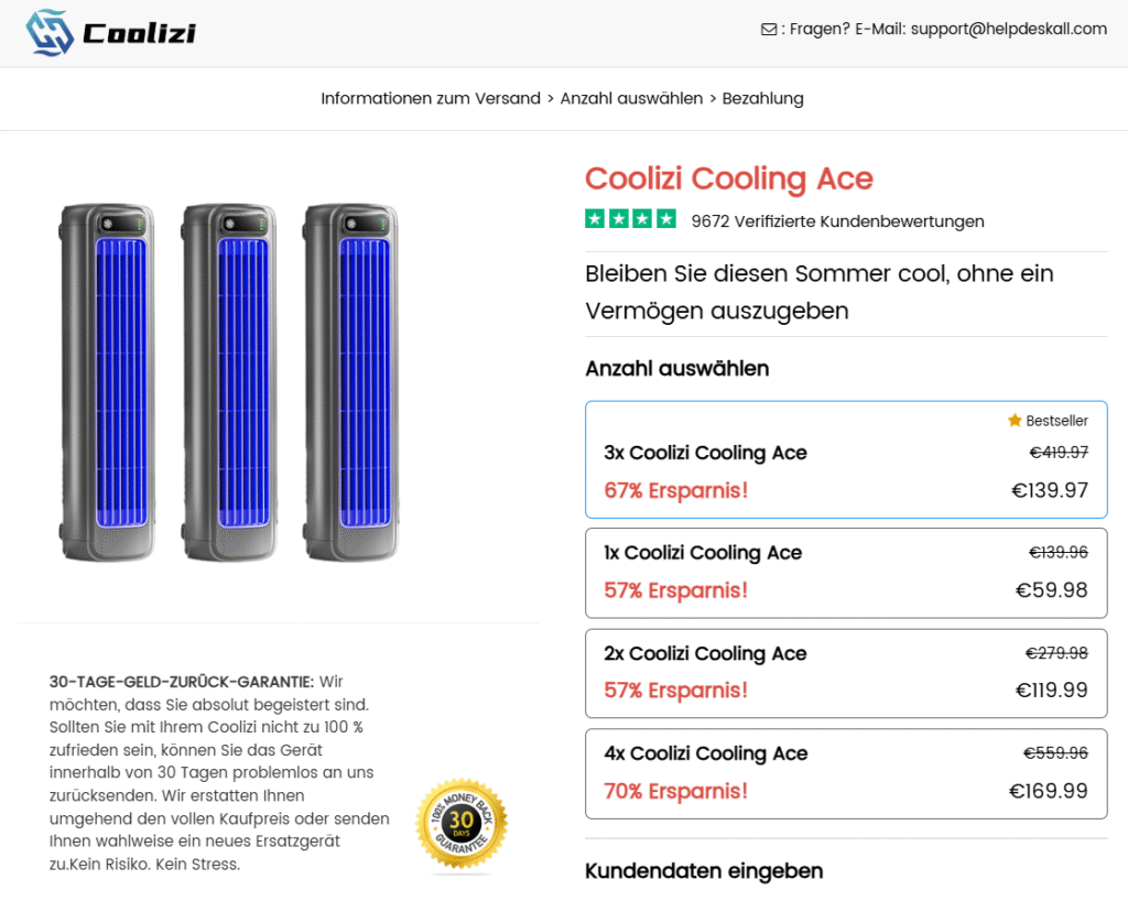 Coolizi Erfahrungen, Klimaanlage
